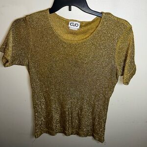 Clio Glittering Gold Short Sleeve Top